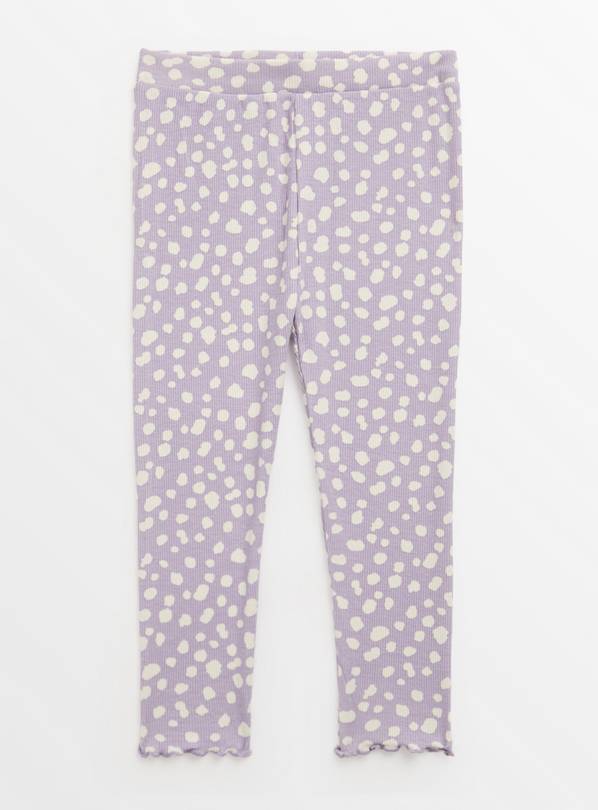Lilac Patterned Ribbed Leggings 1.5-2 years